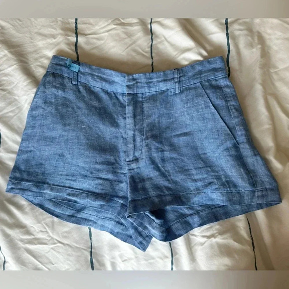BB Dakota Light Blue Linen Dane Shorts - Picture 1 of 9